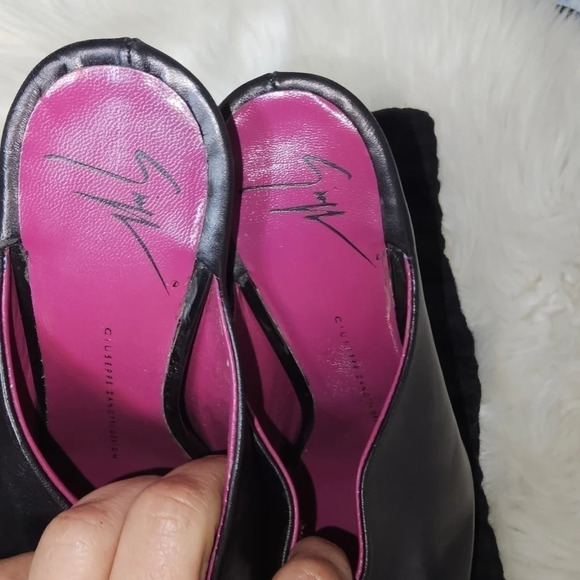 GIUSEPPE Zanotti Design black Mules heels sz 37.5 - Picture 4 of 10